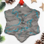 Marble light gray with bright cyan blue veins texture floor background retro neon 80s style neon colors print luxuous real marble Ornament (Snowflake) Front