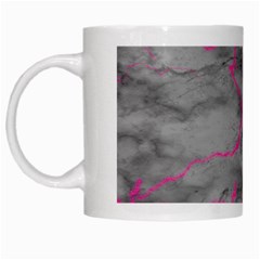 Marble Light Gray With Bright Magenta Pink Veins Texture Floor Background Retro Neon 80s Style Neon Colors Print Luxuous Real Marble White Mugs by genx