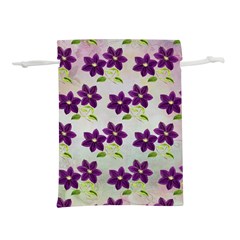 Purple Flower Lightweight Drawstring Pouch (l) by HermanTelo