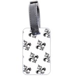 French France Fleur De Lys Metal Pattern black and white antique vintage Luggage Tag (two sides) Back
