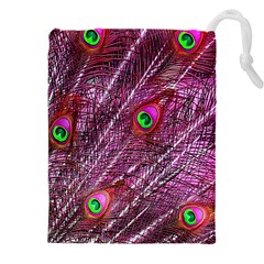 Peacock Feathers Color Plumage Drawstring Pouch (4xl) by Sapixe