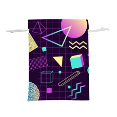 Retrowave Aesthetic Vaporwave Retro Memphis Pattern 80s Design 3d Geometric Shapes Lightweight Drawstring Pouch (s) by genx
