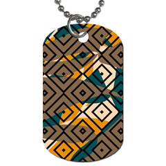 Abstrait Formes Marron/beige/bleu Dog Tag (two Sides) by kcreatif