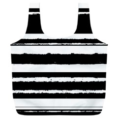 Bandes Abstrait Blanc/noir Full Print Recycle Bag (xxl) by kcreatif