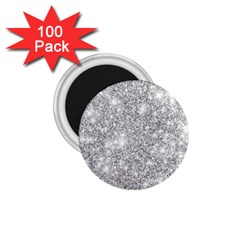 Silver And White Glitters Metallic Finish Party Texture Background Imitation 1 75  Magnets (100 Pack)  by genx