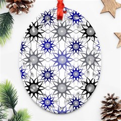 Pearl Pattern Floral Design Art Digital Seamless Blue Black Ornament (oval Filigree) by Vaneshart