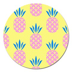Summer Pineapple Seamless Pattern Magnet 5  (round) by Sobalvarro