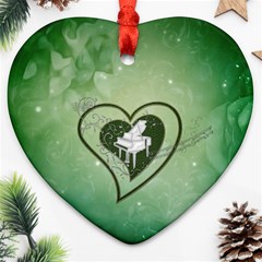 Music, Piano On A Heart Heart Ornament (two Sides) by FantasyWorld7