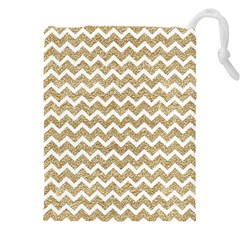 Gold Glitter Chevron Drawstring Pouch (4xl) by mccallacoulture