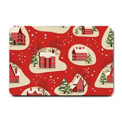 Christmas New Year Seamless Pattern Small Doormat  by Vaneshart