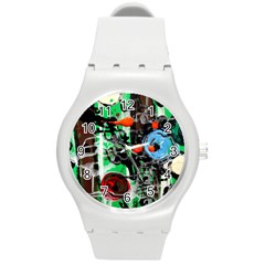 Dots And Stripes 1 1 Round Plastic Sport Watch (m) by bestdesignintheworld