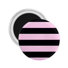 Black And Light Pastel Pink Large Stripes Goth Mime French Style 2 25  Magnets by genx