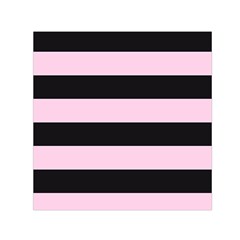 Black And Light Pastel Pink Large Stripes Goth Mime French Style Small Satin Scarf (square) by genx