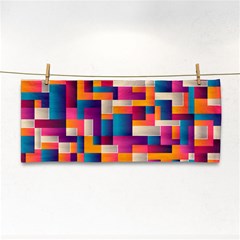 Abstract Geometry Blocks Hand Towel by Bajindul