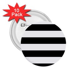 Black And White Large Stripes Goth Mime French Style 2 25  Buttons (10 Pack)  by genx