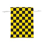 Checkerboard Pattern Black and Yellow Ancap Libertarian Lightweight Drawstring Pouch (L) Back
