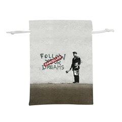 Banksy Graffiti Original Quote Follow Your Dreams Cancelled Cynical With Painter Lightweight Drawstring Pouch (s) by snek