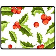 Christmas Holly Berry Seamless Pattern Fleece Blanket (medium)  by Vaneshart