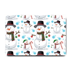 Christmas Snowman Seamless Pattern Small Doormat  by Vaneshart