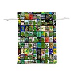 Pepe The Frog Memes of 2019 Picture Patchwork Pattern Lightweight Drawstring Pouch (L) Front