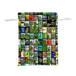Pepe The Frog Memes of 2019 Picture Patchwork Pattern Lightweight Drawstring Pouch (L) Back