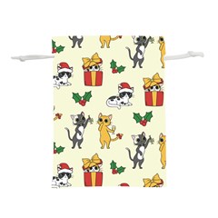 Christmas Funny Pattern Cat Lightweight Drawstring Pouch (m) by Vaneshart