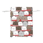 Cute Adorable Bear Merry Christmas Happy New Year Cartoon Doodle Seamless Pattern Lightweight Drawstring Pouch (M) Front