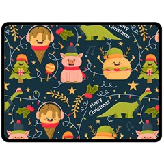 Colorful Funny Christmas Pattern Merry Christmas Xmas Fleece Blanket (large)  by Vaneshart