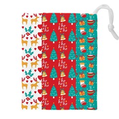 Funny Christmas Pattern Hohoho Drawstring Pouch (4xl) by Vaneshart