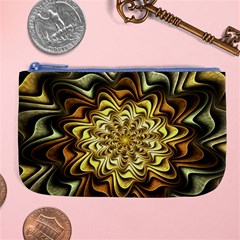 Fractal Flower Petals Gold Large Coin Purse by HermanTelo