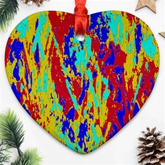 Multicolored Vibran Abstract Textre Print Heart Ornament (two Sides) by dflcprintsclothing