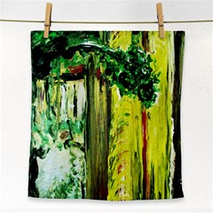 Old Tree And House With An Arch 8 Face Towel by bestdesignintheworld