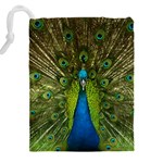 Peacock Feathers Bird Nature Drawstring Pouch (4XL) Back