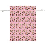 Robin Art Pink Pattern  Lightweight Drawstring Pouch (XL) Front