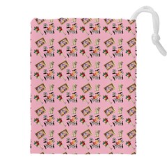 Robin Art Pink Pattern Drawstring Pouch (4xl) by snowwhitegirl
