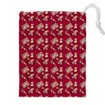 Robin Art Red Pattern Drawstring Pouch (4XL) Front