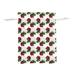 Doily Rose Pattern White Lightweight Drawstring Pouch (m) by snowwhitegirl