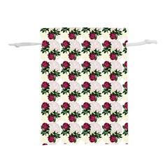Doily Rose Pattern White Lightweight Drawstring Pouch (l) by snowwhitegirl