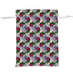 Doily Rose Pattern Blue  Lightweight Drawstring Pouch (xl) by snowwhitegirl