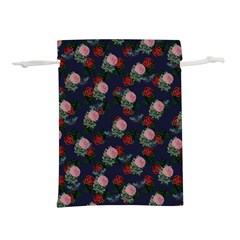 Dark Floral Butterfly Blue Lightweight Drawstring Pouch (l) by snowwhitegirl