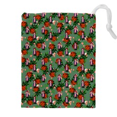 Fiola Pattern Green Drawstring Pouch (4xl) by snowwhitegirl