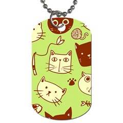 Cute Hand Drawn Cat Seamless Pattern Dog Tag (one Side) by Vaneshart