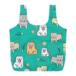 Seamless Pattern Cute Cat Cartoon With Hand Drawn Style Full Print Recycle Bag (L) Front
