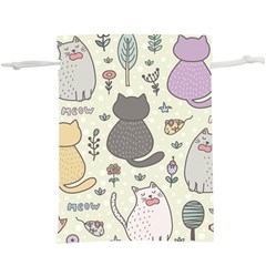 Funny Cartoon Cats Seamless Pattern   Lightweight Drawstring Pouch (xl) by Vaneshart