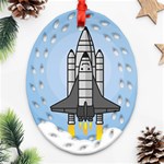 Rocket Shuttle Spaceship Science Oval Filigree Ornament (Two Sides) Back