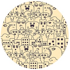 Seamless Pattern With Cute Monster Doodle Wooden Bottle Opener (round) by Nexatart
