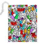 Graffiti Characters Seamless Pattern Drawstring Pouch (4XL) Back