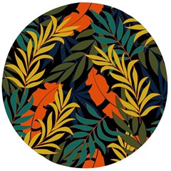 Fashionable Seamless Tropical Pattern With Bright Green Blue Plants Leaves Wooden Bottle Opener (round) by Nexatart