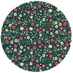 Flowering Branches Seamless Pattern Wooden Bottle Opener (round) by Nexatart