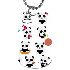 Playing Pandas Cartoons Dog Tag (one Side) by Vaneshart